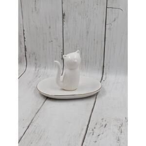 White Cat Ring Holder Adorable Ceramic Kitty Ring Dish (9)